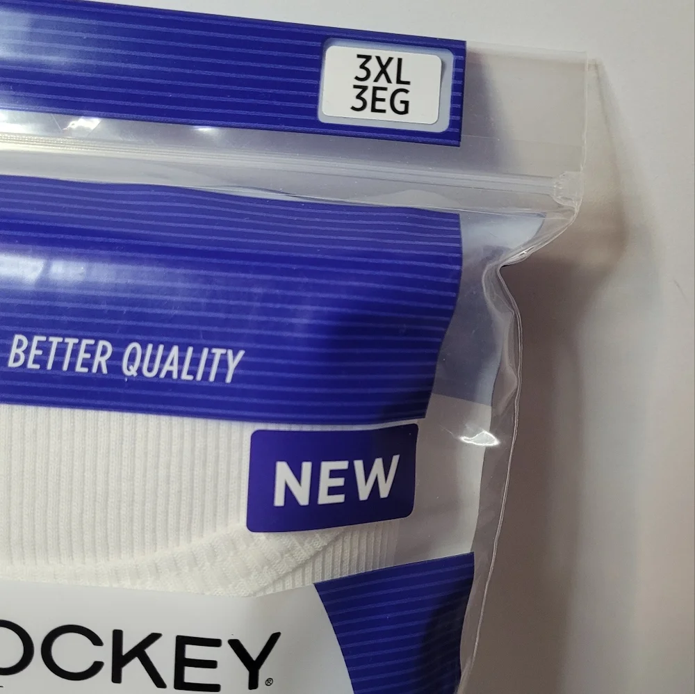 Jockey Essentials Durable Cotton White Tank Tops - 3 Pack Size 3XL
